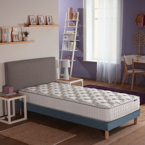 Ensemble Matelas Ressorts 5 Zones Sommier Bleu 90x190