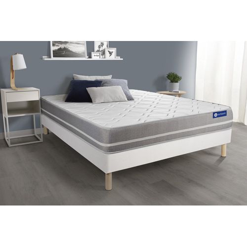 Ensemble Matelas Ressorts Ensaches Actiflex Touch 200x200 3zones De Confort + Sommier Kit Blanc