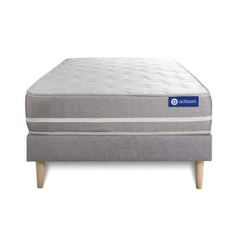 Ensemble Matelas Ressorts Ensaches Actiflex Touch 90x190 3zones De Confort + Sommier Kit Gris