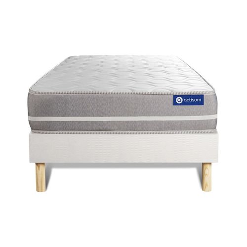 Ensemble Matelas Ressorts Ensaches Actiflex Touch 90x200 3zones De Confort + Sommier Kit Blanc
