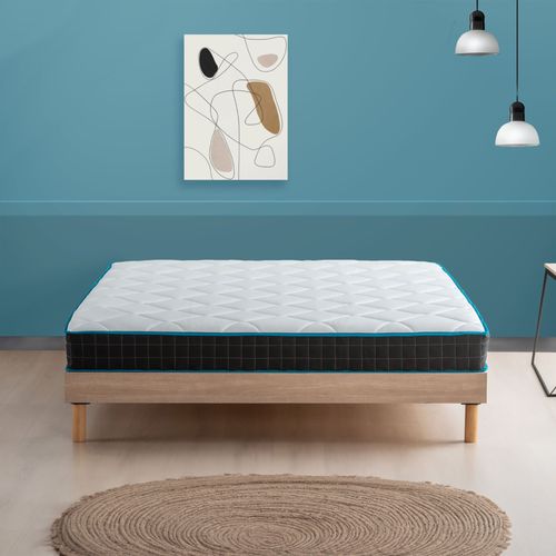 Ensemble Matelas Ressorts Ensachs Atmosphere 140x190 + Sommier  Lattes En Kit Easykit Chene Clair - 7 Zones De Confort. Epaisseur 19 Cm. Confort Mi-Ferme. Fabrication Belge - Garantie 10 Ans