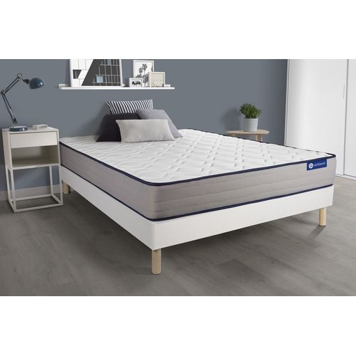 Ensemble Matelas Ressorts Ensaches Et Memoire De Forme Actiflex Form 140x200 Cm 5zones De Confort + Sommier Kit Blanc