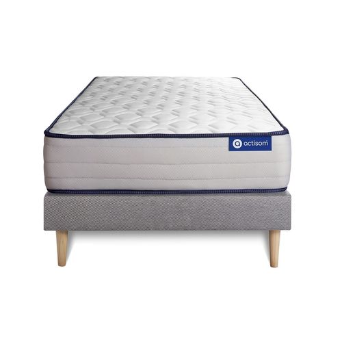 Ensemble Matelas Ressorts Ensaches Et Memoire De Forme Actiflex Form 80x200 Cm 5zones De Confort + Sommier Kit Gris