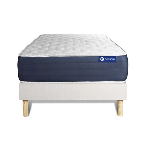 Ensemble Matelas Ressorts Ensaches Et Memoire De Forme Actiflex Sleep 90x190 5zones De Confort + Sommier Kit Blanc