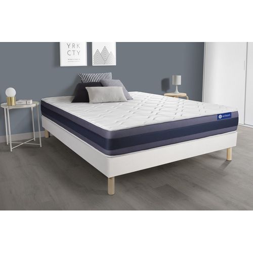 Ensemble Matelas Ressorts Ensaches+Memoire De Forme Actiflex Morpho 140x190 Maxi Epaisseur 5zones Confort + Sommier Kit Blanc