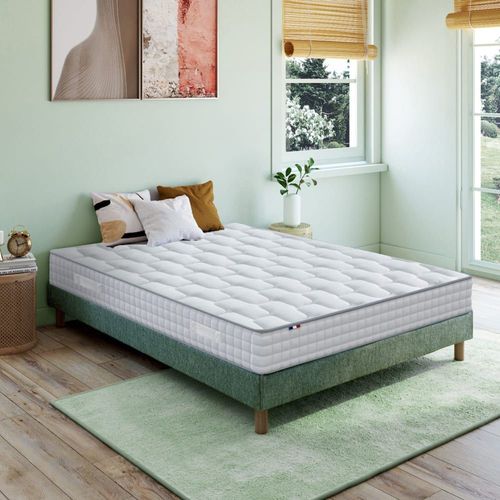 Ensemble Matelas Ressorts Mmoire Forme Sommier Vert 140x190