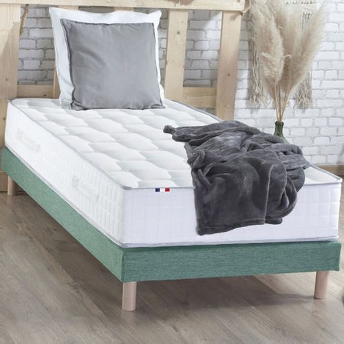 Ensemble Matelas Ressorts Memoire Forme Sommier Vert 90x190