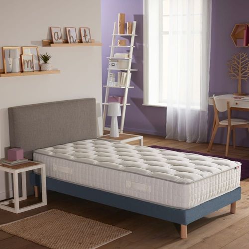 Ensemble Matelas Ressorts Sommier Bleu 90x190