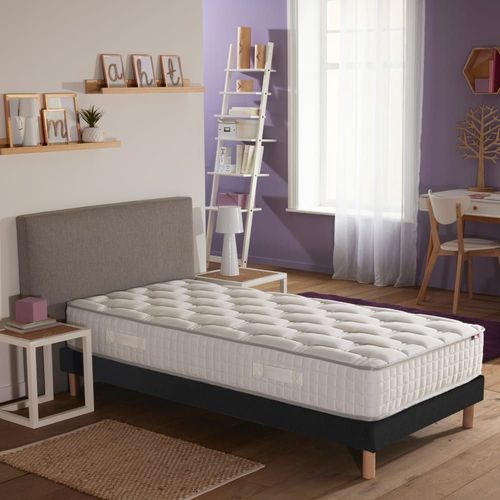 Ensemble Matelas Ressorts Sommier Noir 90x190