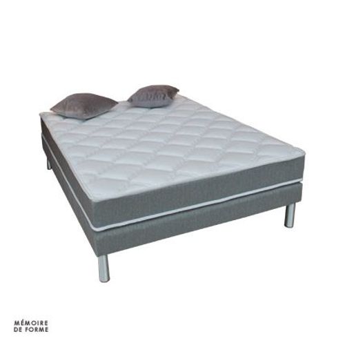 Ensemble Matelas+Sommier Mmoire De Forme Gris Chin 140x190cm