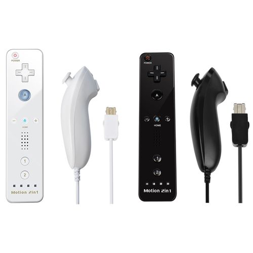 Ensemble Noir Blanc - Manette De Jeu  Distance Sans Fil Dahchuck, Manette De Jeu Pour Nintendo Wii Et Wii U, 2 En 1, Motion Plus En Option, Contrleur De Jeu Vido