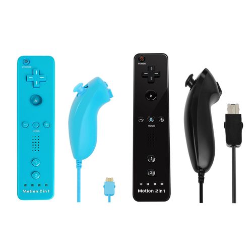 Ensemble Noir Bleu - Manette De Jeu  Distance Sans Fil Dahchuck, Manette De Jeu Pour Nintendo Wii Et Wii U, 2 En 1, Motion Plus En Option, Contrleur De Jeu Vido