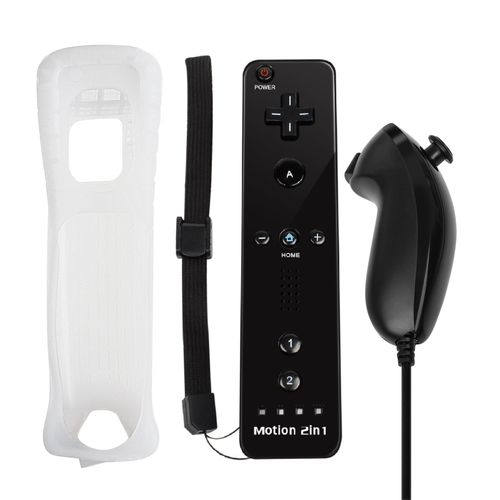 Ensemble Noir - Manette De Jeu Sans Fil Pour Manette Nintendo Wii, Manette De Jeu, Mouvement Intgr Plus, Tlcommande Gauche Et Droite, Poigne De Contrle, Accessoires De Jeu