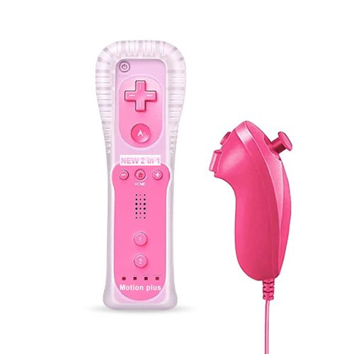 Ensemble Rose - Manette De Jeu  Distance Sans Fil Avec Motion Plus Intgr, Manette De Jeu Pour Nintendo Wii Dahchuck, Manette De Jeu  Distance Pour Nintendo Wii