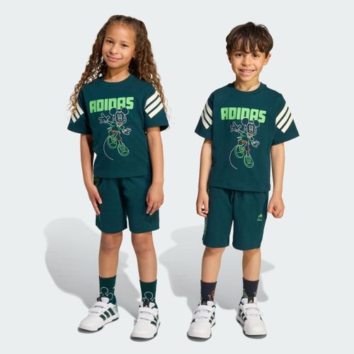 Ensemble T-Shirt Disney Mickey Mouse Enfants Adidas - Aurora Ivy / Off White / Lime Burst - 5-6a
