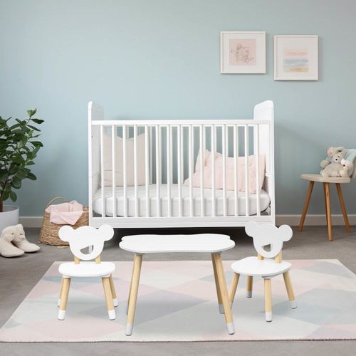 Ensemble Table Basse Et 2 Chaises Pour Enfants Blanc Et Marron