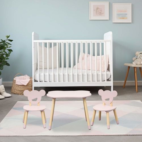 Ensemble Table Basse Et 2 Chaises Pour Enfants Rose Et Marron