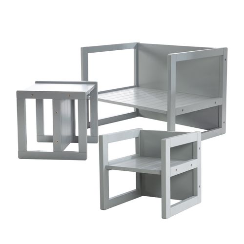 Ensemble Table Et 2 Chaises Enfant Rversibles En Bois Gris