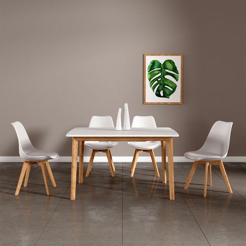 Ensemble Table Extensible 120/160cm Helga Et 4 Chaises Nora Blanc