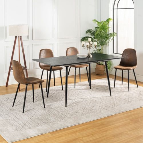 Ensemble Table Extensible Effet Bois Fonc Et 6 Chaises En Marron