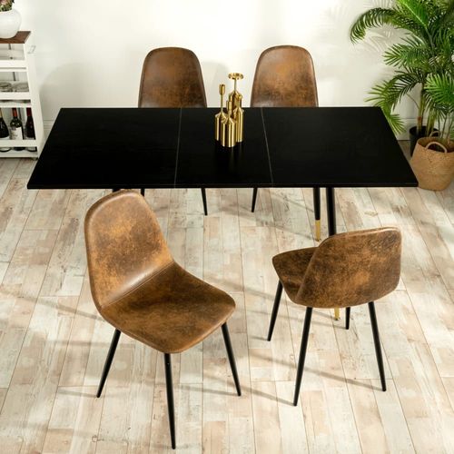 Ensemble Table Extensible Noir Effet Bois Et 4 Chaises