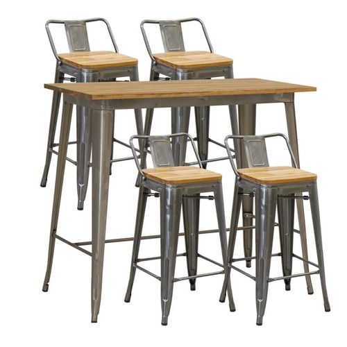 Ensemble Table Haute Et Tabourets Mtal Industriel