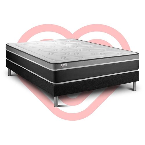 Ensemble Vital Care 200 X 200 Cm Sommier Kit Noir