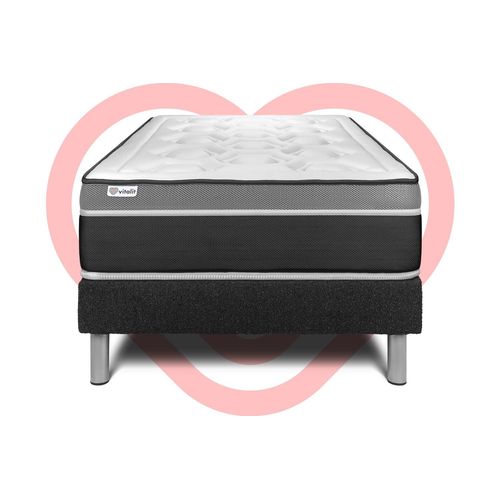 Ensemble Vital Care 90 X 200 Cm Sommier Kit Noir