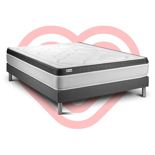 Ensemble Vital Ergo 140 X 200 Cm Sommier Kit Gris