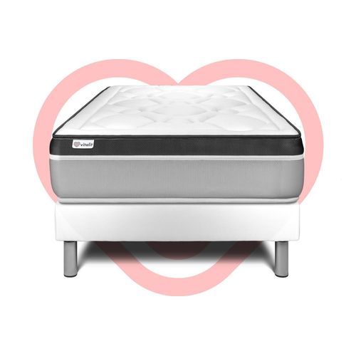 Ensemble Vital Ergo 90 X 190 Cm Sommier Kit Blanc