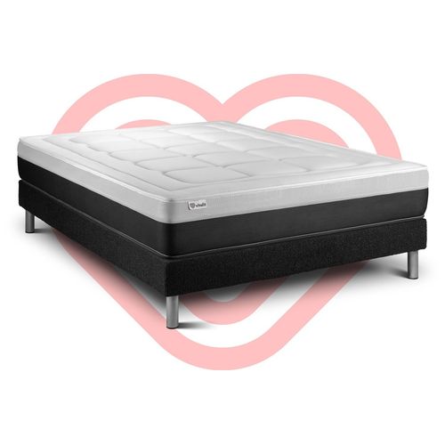 Ensemble Vital Form 200 X 200 Cm Sommier Kit Noir