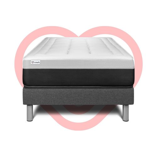 Ensemble Vital Form 90 X 190 Cm Sommier Kit Gris