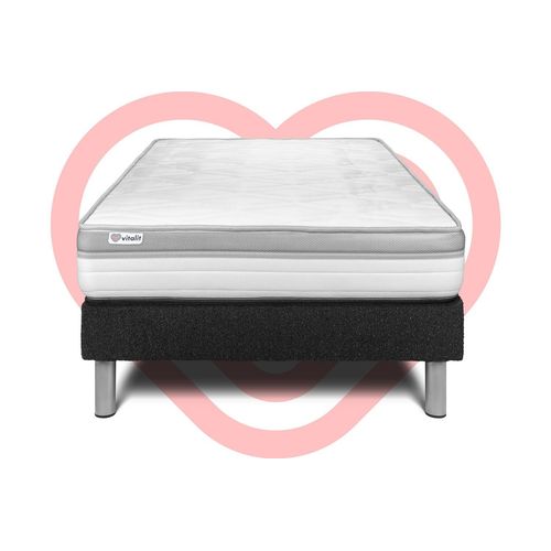Ensemble Vital Relax 90 X 190 Cm Sommier Kit Noir