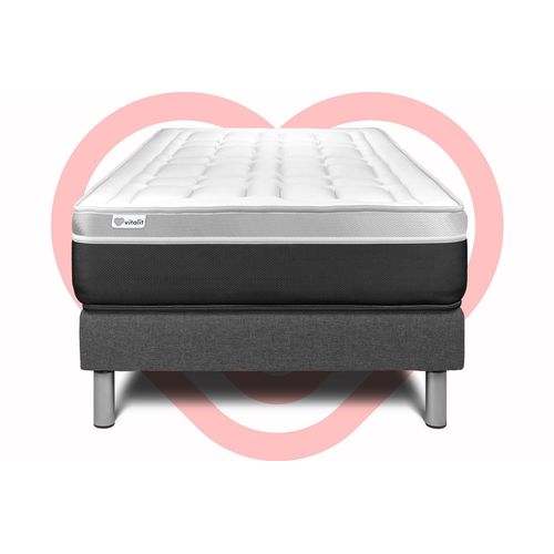 Ensemble Vital Soft 90 X 190 Cm Sommier Kit Gris