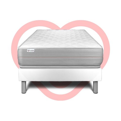 Ensemble Vitalmemo 90x190cm Sommier Kit Blanc