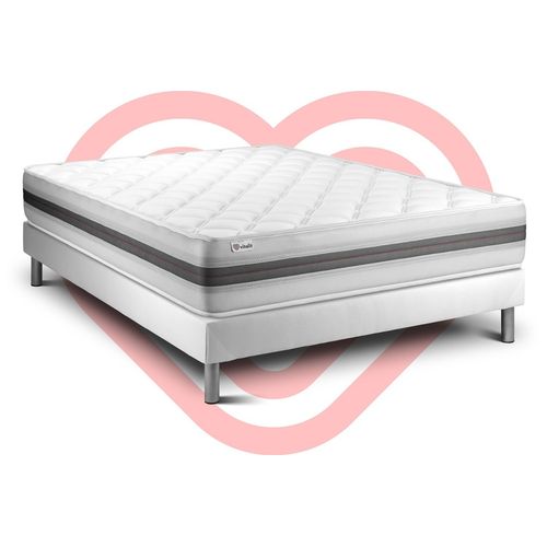 Ensemble Vitalmemo Back 140x190cm Sommier Kit Blanc