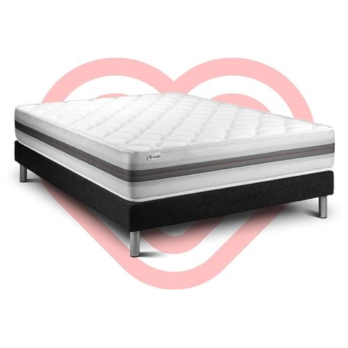 Ensemble Vitalmemo Back 140x200cm Sommier Kit Noir