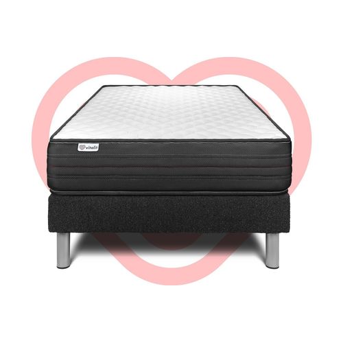 Ensemble Vitalpower 90 X 200 Cm Sommier Kit Noir