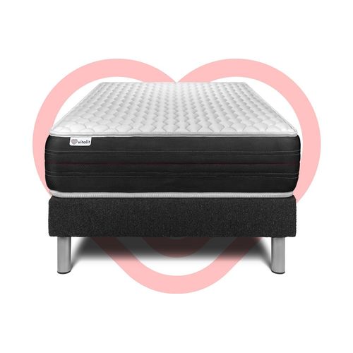 Ensemble Vitalspring 90 X 190 Cm Sommier Kit Noir