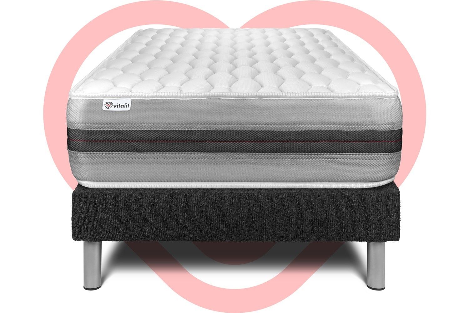Ensemble Vitalspring Recover 90 X 200 Cm Sommier Kit Noir