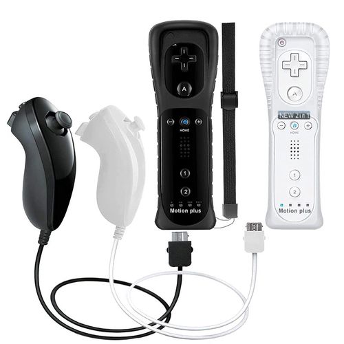 Ensembles Blancs Noirs - Tlcommande Avec Motion Plus Pour Nintendo Wii, Manette De Jeu Sans Fil Dahchuck, Manette De Console, Manette De Jeu, 2 Pices