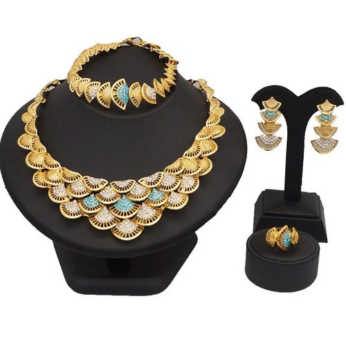 Ensembles De Bijoux Africains En Pierre De Couleur, Ensembles De Bijoux De Mariage, Collier En Or Pour Femmes