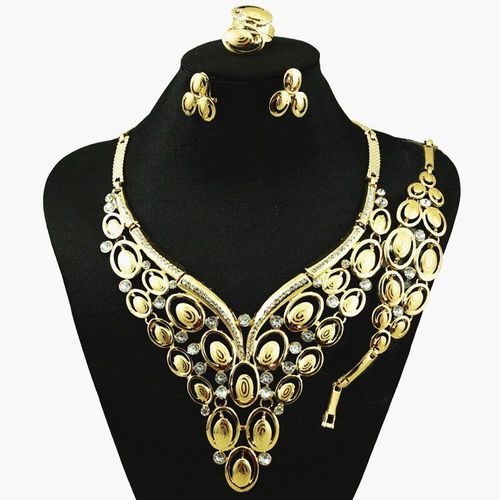 Ensembles De Bijoux De Mariage Couleur Or Avec Pierre, Ensemble De Bijoux De Fte Pour Femmes, Collier De Marie, Ensembles De Bijoux De Grande Taille