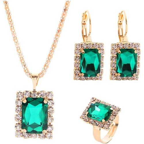 Ensembles De Bijoux De Mariage Mode Pendentif Collier Et Boucles D'oreilles Parure De Bijoux Pour Femmes Et Filles