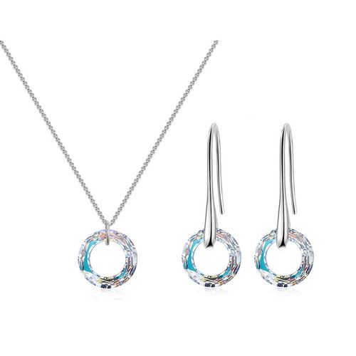 Ensembles De Bijoux En Cristal De Cercle De Pierre De Paupires Pour Les Femmes, Mode Exquise, Pendentif Cubique Contre-Indiqu, Collier De Zircone, Boucle D'oreille Piercing Pour Le Mariage, Nouveau
