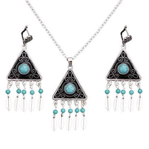 Ensembles De Bijoux Gitans Vingate Pour Femmes, Perle Rouge Verte, Collier De Dclaration Multicouche, Boucles D'oreilles Clip, Rivet, Accessoires De Dinde