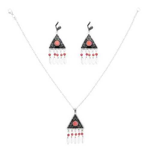 Ensembles De Bijoux Gitans Vingate Pour Femmes, Perle Rouge Verte, Collier De Dclaration Multicouche, Boucles D'oreilles Clip, Rivet, Accessoires De Dinde