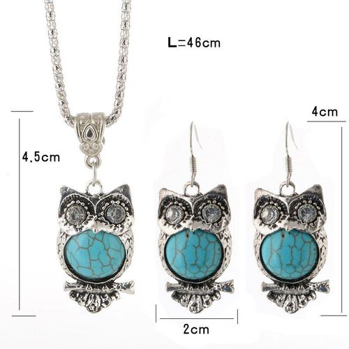 Ensembles De Bijoux Hibou Turquoise Rtro, Pendentif, Boucle D'oreille, Collier, Chane  La Mode, Amulette Faite  La Main, Cadeaux Pour Sa Femme