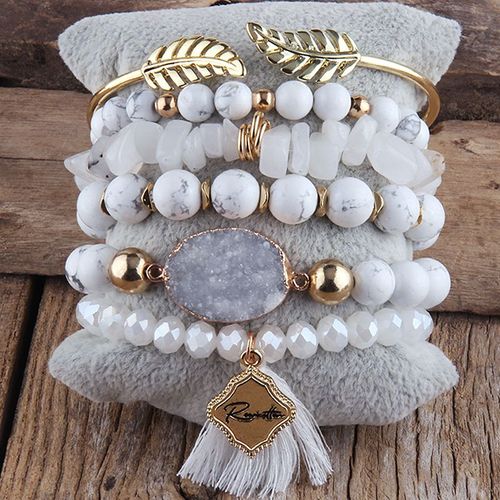 Ensembles De Bracelets Multiples Perls Pour Femmes, Bijoux Bohmes, Cadeau Dropsunshine, Pile Boho, Mode Rh, 6 Pices