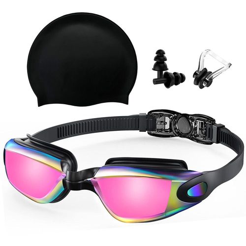 Ensembles De Lunettes De Natation Et Bonnets De Bain En Silicone Avec Bouchons D'oreilles  Pince-Nez,Lunettes De Scurit Impermables Sans Fuite,Anti-Bue,Protection Uv - Type Bright Fuchsia
